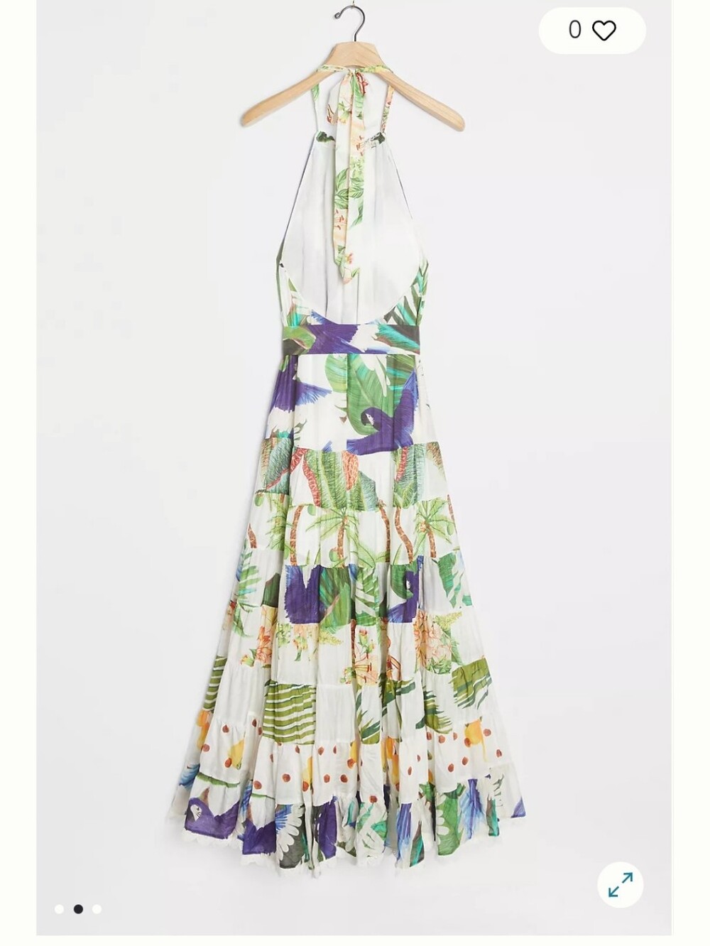 FARM Rio Tropical Floral Halter Maxi Dress in White, Green & Blue - Picture 2 of 7